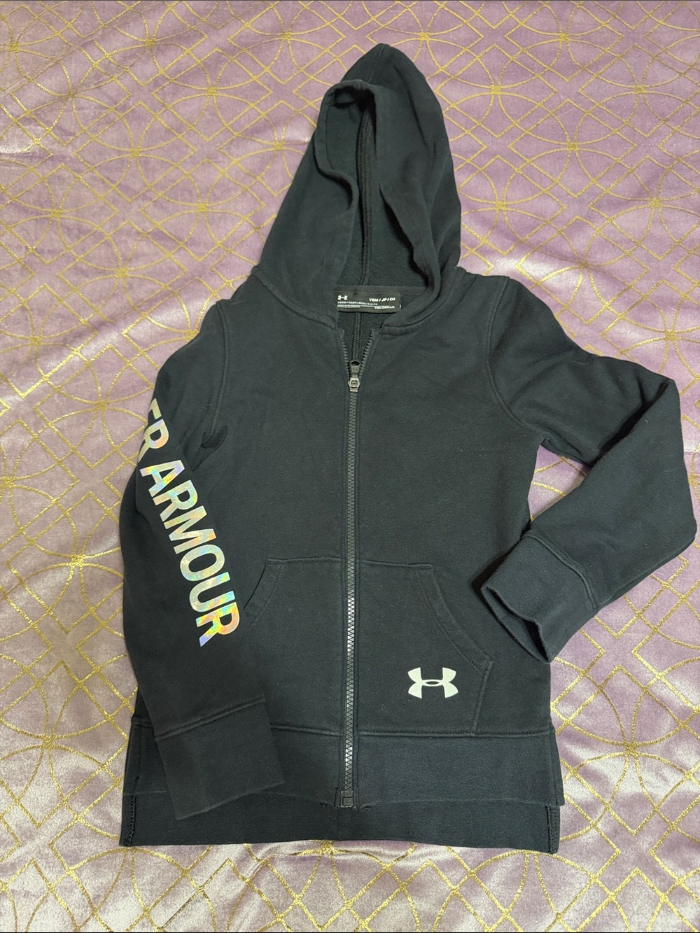 💥 KIDS Under Armour Black Full-Zip Hoodie with Reflective Logo